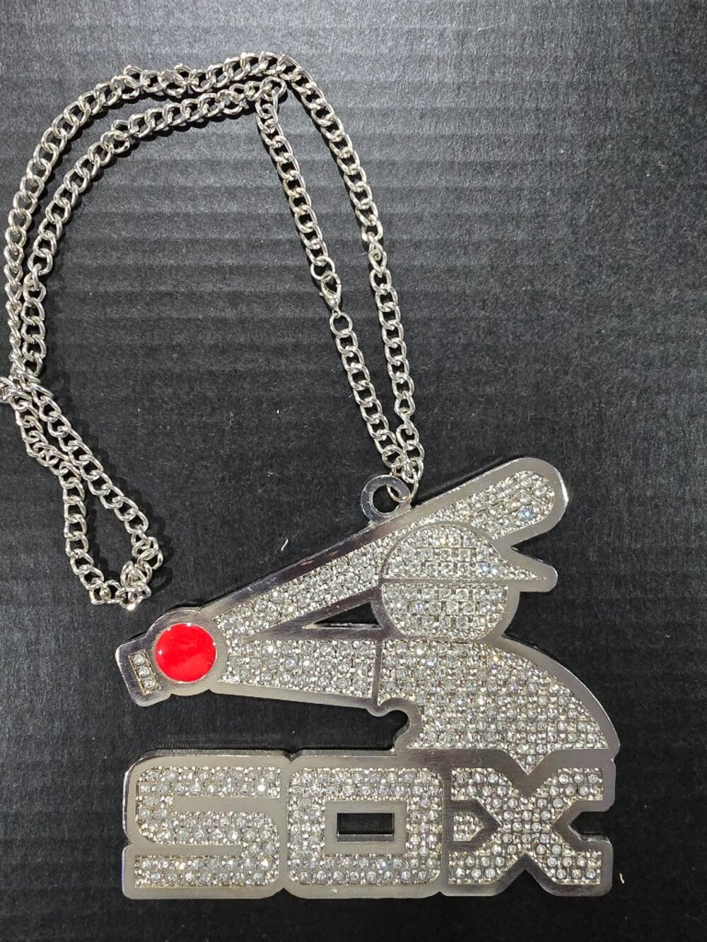 Chicago White Sox Rare Metal Homerun Faux Diamond Necklace